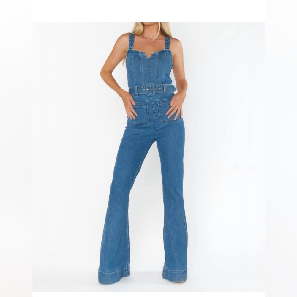 Show me your mumu denim jumpsuit
